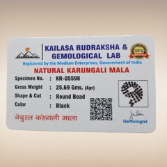 Natural Karungali Mala with Silver & White Metal Capping | Certified Ebony Wood Mala (Round Beads)