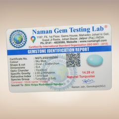 Natural Turquoise (Firoza) | Certified Gemstone 14.28 Carat