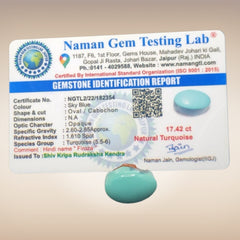 Natural Turquoise (Firoza) | Certified Gemstone 17.42 Carat