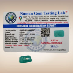 Natural Emerald (Panna) | Certified Gemstone 8.03 Carat