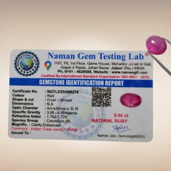 Natural Ruby (Manik) | Certified Gemstone 5.80 Carat