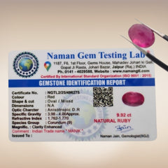 Natural Ruby (Manik) | Certified Gemstone 9.92 Carat