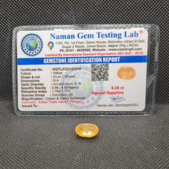 Natural Yellow Sapphire (Pukhraj) | Certified Gemstone – 8.28 Carat