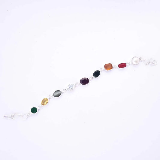 Real Navratna Bracelet in 92.5ct Pure silver