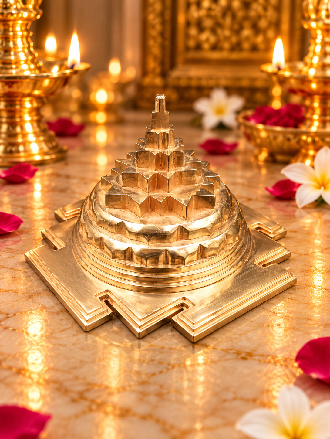 Akhand Handmade Hollow Copper Meru Shree Yantra 5*5 inch