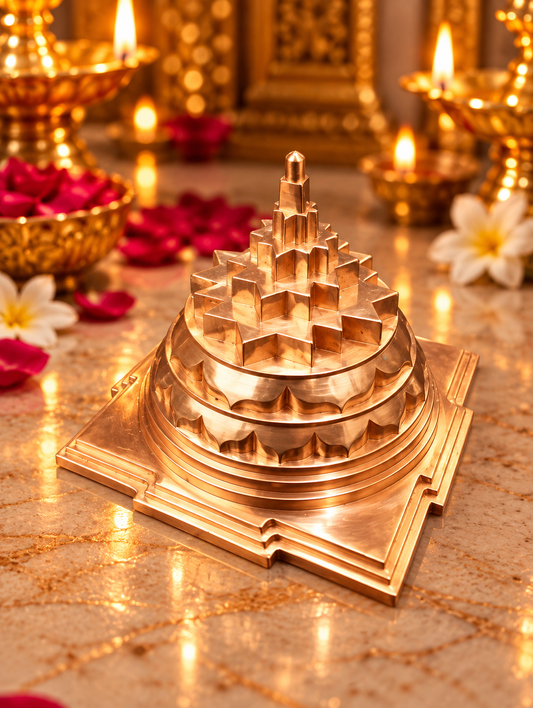 Akhand Handmade Solid Copper Meru Shree Yantra 4*4 inch