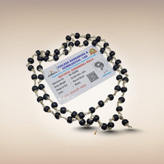 Natural Karungali Mala with Silver & White Metal Capping | Certified Ebony Wood Mala (Round Beads)
