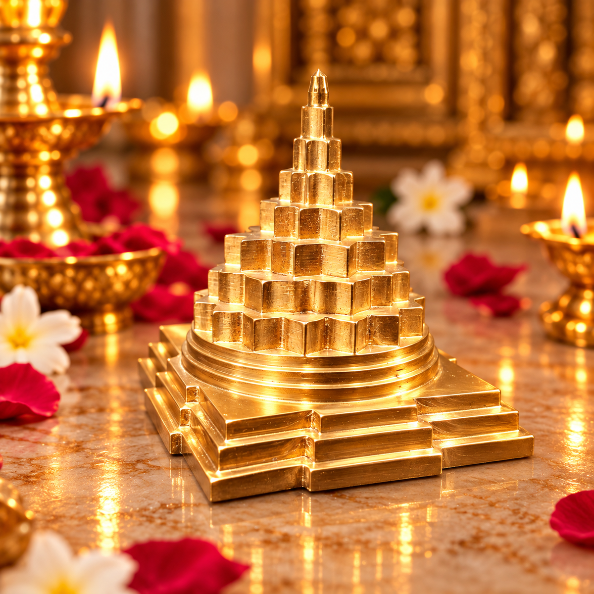 Akhand Handmade Solid Copper Meru Shree Yantra 2.5*2.5 inch