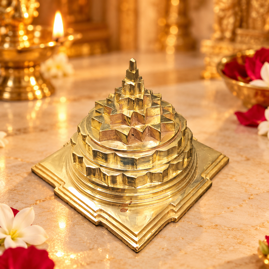 Akhand Handmade Hollow Panchdhatu Meru Shree Yantra 4*4 Inch