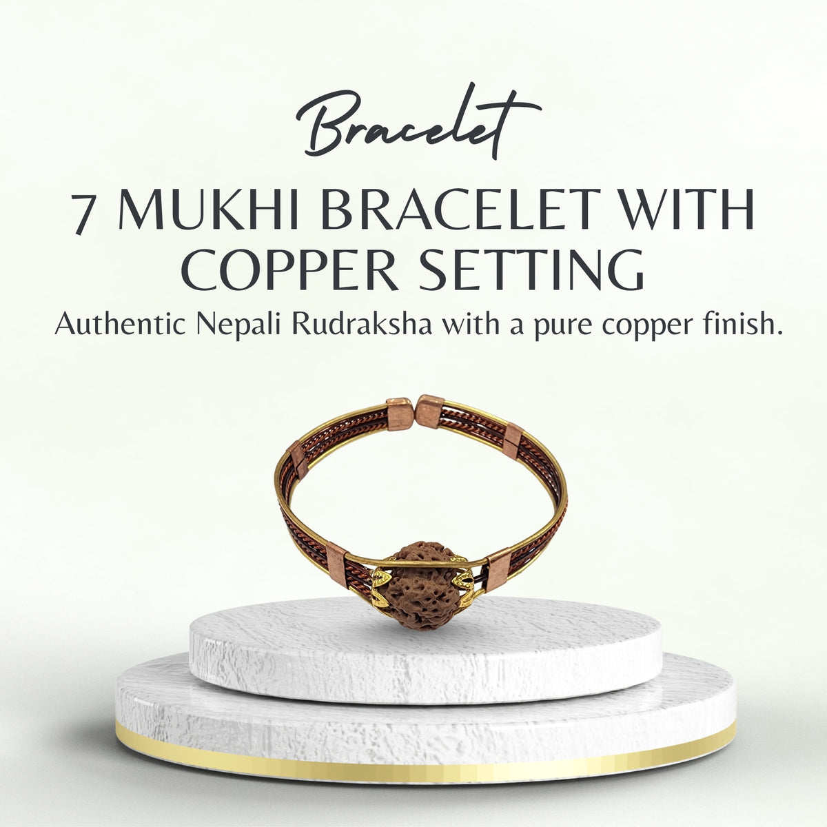 7 Mukhi Rudraksha Nepali Bracelet with Copper Setting