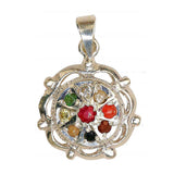 Navaratan Pendant in Pure Silver
