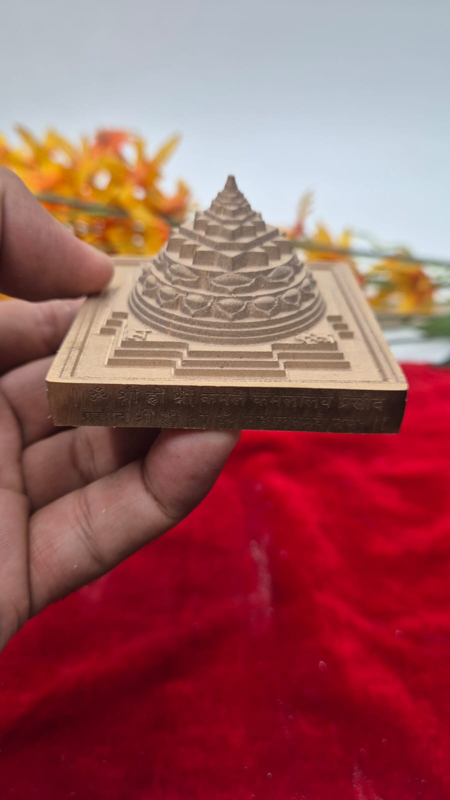 CNC Copper Meru with mantra 2.75*2.75 inch