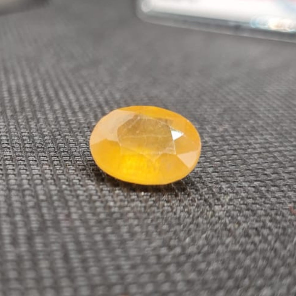 Natural Yellow Sapphire (Pukhraj) | Certified Gemstone – 8.34 Carat