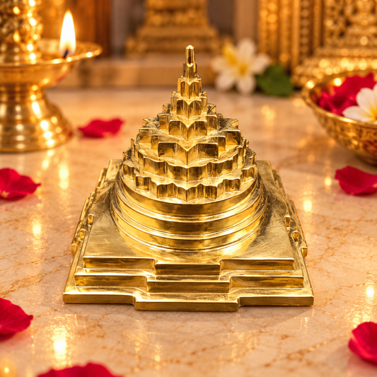Akhand Handmade Solid Panchdhatu Meru Shree Yantra 4*4 Inch