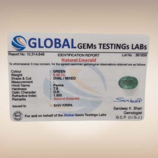 Natural Emerald (Panna) - 5.46 Carat