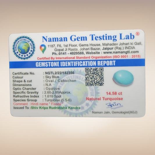 Natural Turquoise (Firoza) | Certified Gemstone 14.58 Carat