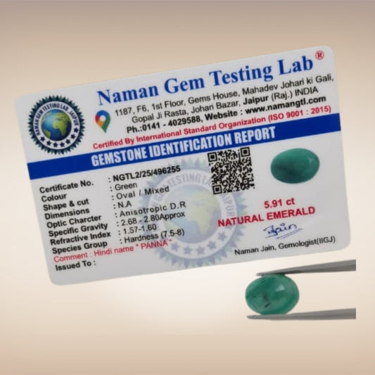 Natural Emerald (Panna) | Certified Gemstone 5.91 Carat