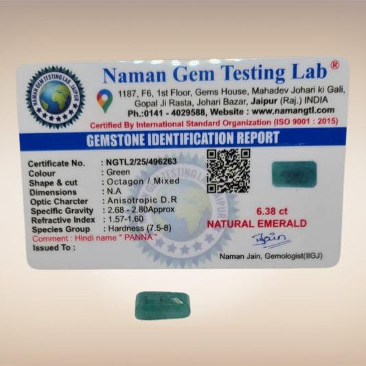 Natural Emerald (Panna) | Certified Gemstone 6.38 Carat