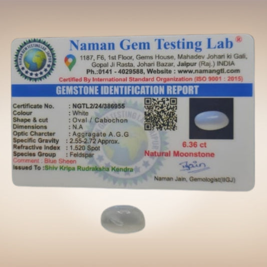 Natural Moonstone (Chandramani) | Certified Gemstone 6.36 Carat