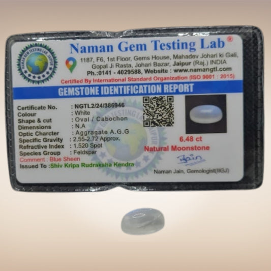 Natural Moonstone (Chandramani) | Certified Gemstone 6.48 Carat