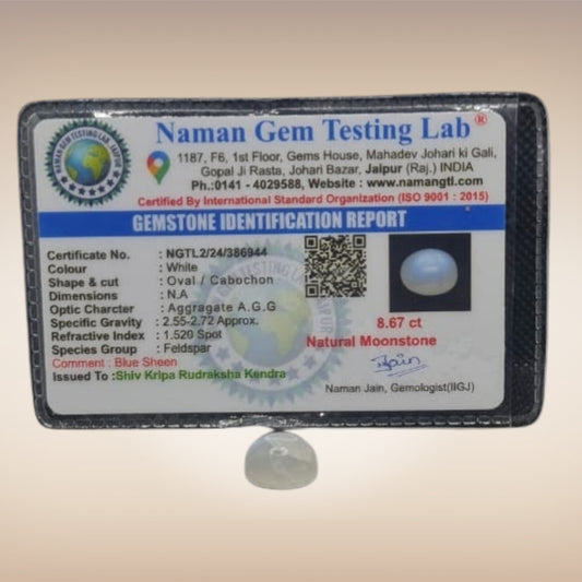 Natural Moonstone (Chandramani) | Certified Gemstone 8.67 Carat