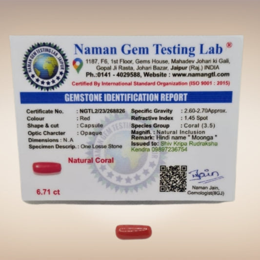 Natural Coral (Moonga) | Certified Gemstone 6.71 Carat