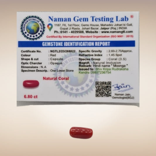 Natural Coral (Moonga) | Certified Gemstone 6.80 Carat