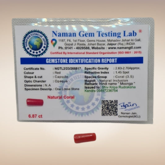 Natural Coral (Moonga) | Certified Gemstone 6.87 Carat