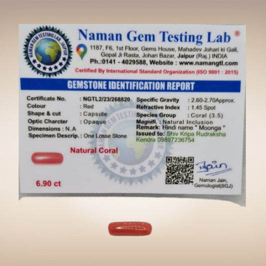 Natural Coral (Moonga) | Certified Gemstone 6.90 Carat