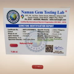 Natural Coral (Moonga) | Certified Gemstone 7.00 Carat