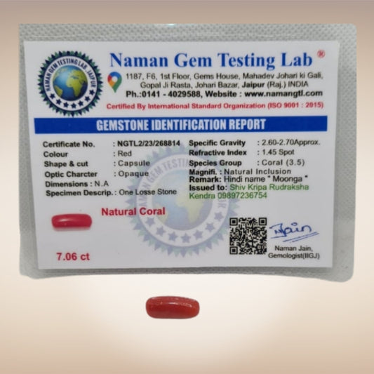 Natural Coral (Moonga) | Certified Gemstone 7.06 Carat