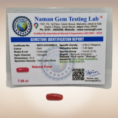 Natural Coral (Moonga) | Certified Gemstone 7.06 Carat