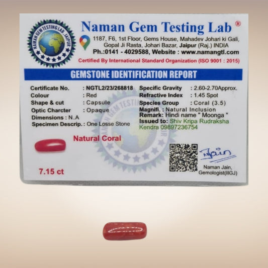 Natural Coral (Moonga) | Certified Gemstone 7.15 Carat