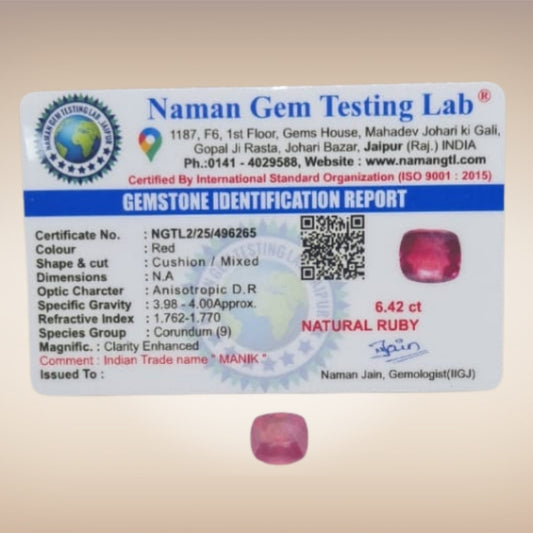 Natural Ruby (Manik) | Certified Gemstone 6.42 Carat