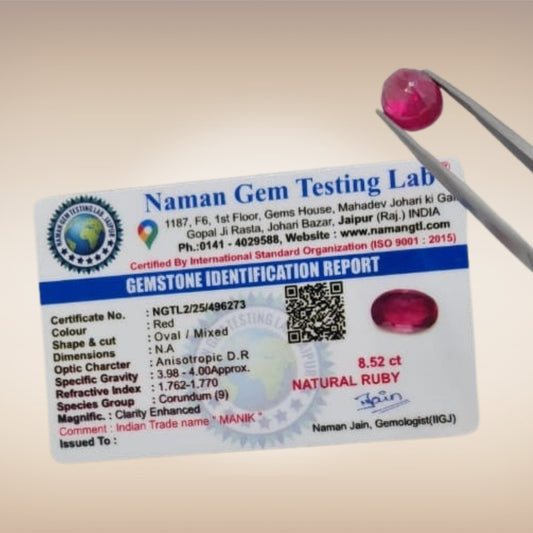 Natural Ruby (Manik) | Certified Gemstone 8.52 Carat