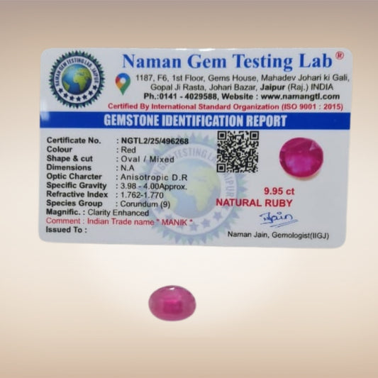 Natural Ruby (Manik) | Certified Gemstone 9.95 Carat