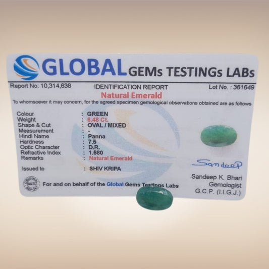 Natural Emerald (Panna) - 6.48 Carat