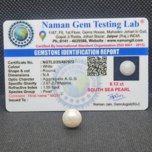 South Sea Pearl (Moti) | Certified Natural Pearl 8.12 Carat