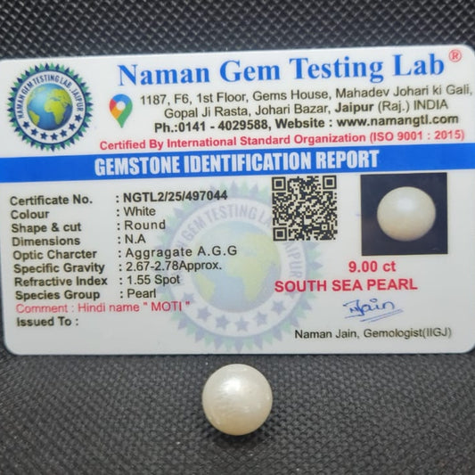 South Sea Pearl (Moti) | Certified Natural Pearl 9.00 Carat