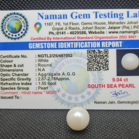 South Sea Pearl (Moti) | Certified Natural Pearl 9.04 Carat