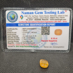 Natural Yellow Sapphire (Pukhraj) | Certified Gemstone – 8.10 Carat