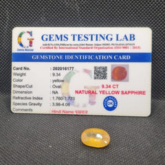 Natural Yellow Sapphire (Pukhraj) | Certified Gemstone – 9.34 Carat
