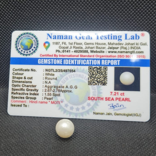 South Sea Pearl (Moti) | Certified Natural Pearl 7.21 Carat