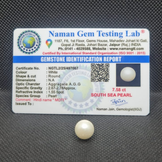 South Sea Pearl (Moti) | Certified Natural Pearl 7.58 Carat