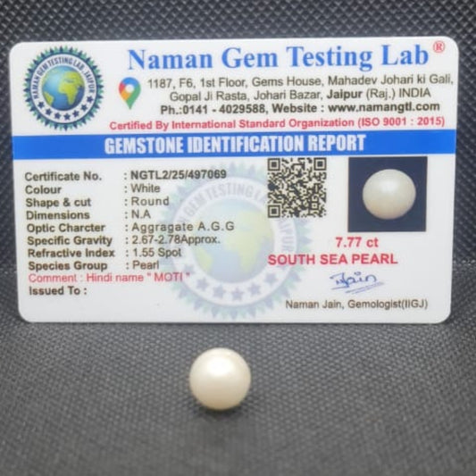South Sea Pearl (Moti) | Certified Natural Pearl 7.77 Carat