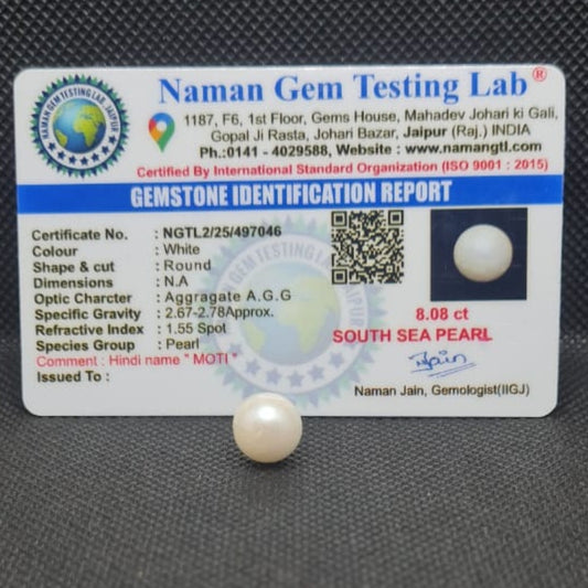 South Sea Pearl (Moti) | Certified Natural Pearl 8.08 Carat