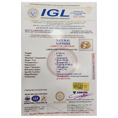 Natural Sri Lankan / Ceyloni Yellow Sapphire - 7.08 Carat