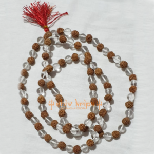 Rudraksha and sphatik mala mix 54+54+1 beads