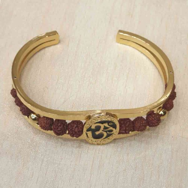 Om charm brass bracelet with 12 pcs 5 mukhi rudraksha